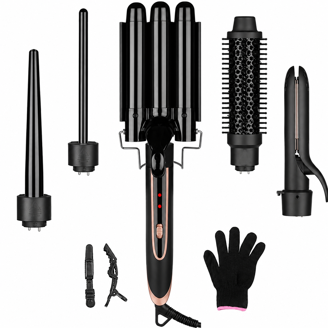 Curling Iron Set with 5 Attachments - Alurani
