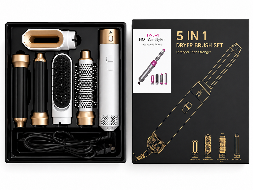 5-in-1 Hair Dryer Brush & Styler - Blow Dry, Curl, Straighten & Volumize in One Tool - Alurani