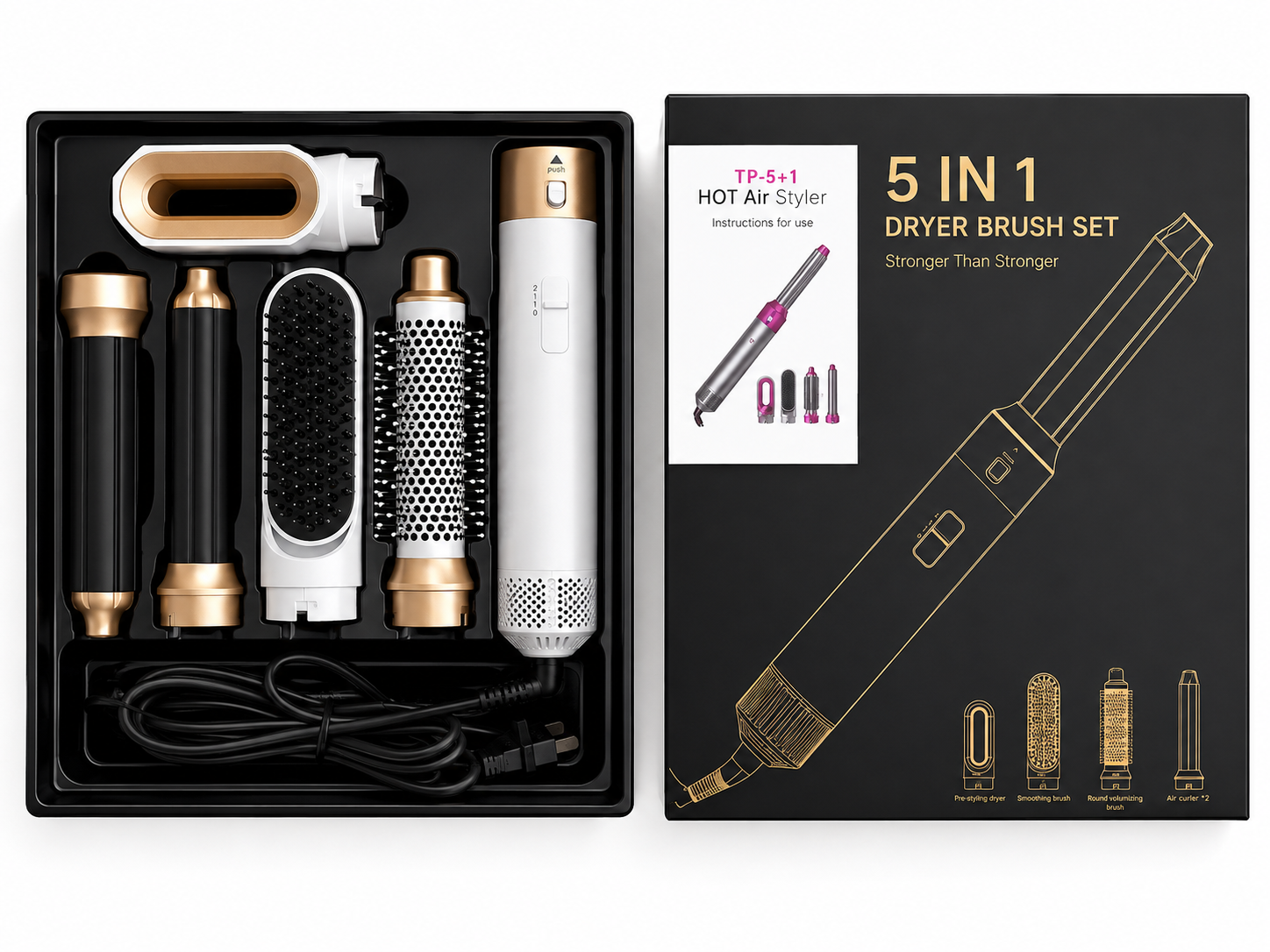 5-in-1 Hair Dryer Brush & Styler - Blow Dry, Curl, Straighten & Volumize in One Tool - Alurani
