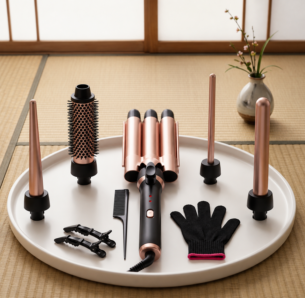 Curling Iron Set with 5 Attachments - Alurani