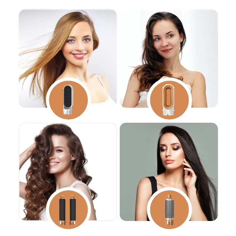 5-in-1 Hair Dryer Brush & Styler - Blow Dry, Curl, Straighten & Volumize in One Tool - Alurani