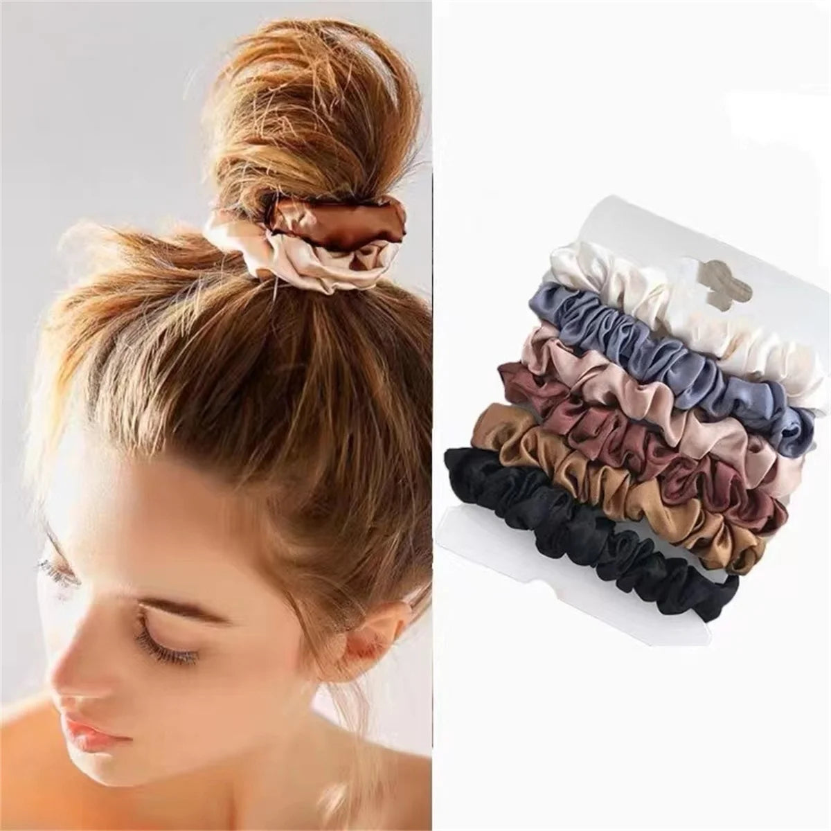 6 Satin Hair Scrunchies for Women - Softer Than Silk Scrunchies for Hair | Satin Scrunchies for Girls |