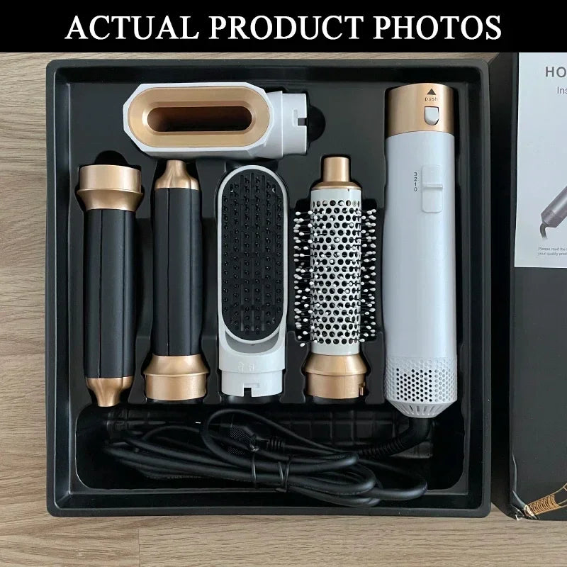 5-in-1 Hair Dryer Brush & Styler - Blow Dry, Curl, Straighten & Volumize in One Tool - Alurani