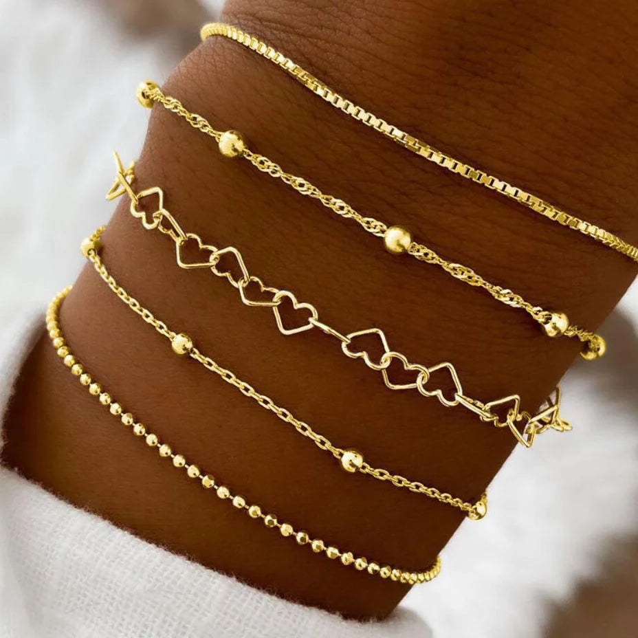 'Love & Chains' 5 Bracelet Set