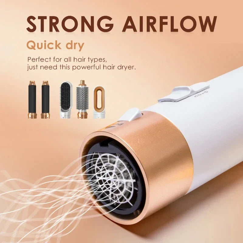 5-in-1 Hair Dryer Brush & Styler - Blow Dry, Curl, Straighten & Volumize in One Tool - Alurani