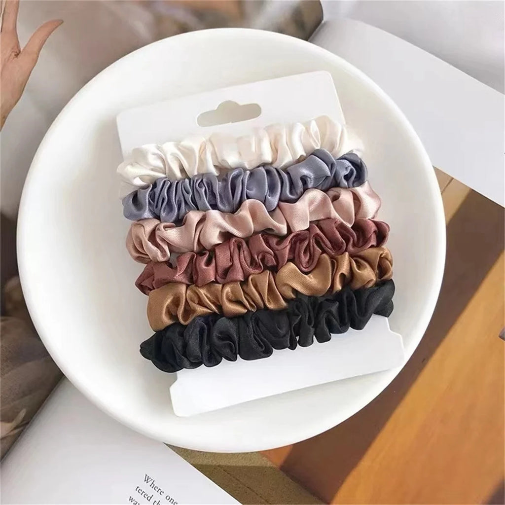 6 Satin Hair Scrunchies for Women - Softer Than Silk Scrunchies for Hair | Satin Scrunchies for Girls |