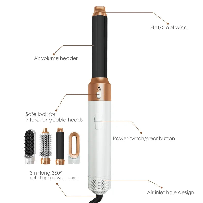 5-in-1 Hair Dryer Brush & Styler - Blow Dry, Curl, Straighten & Volumize in One Tool - Alurani